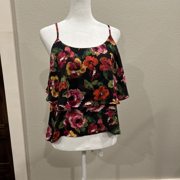 Paper Crane Women’s Shirt‎ Size Medium Crop Top Layered Criss Cross Back - Picture 1 of 11